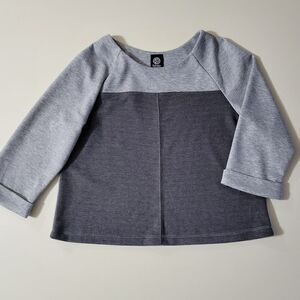 Bobeau Women's Black and Gray Colorblock Pullover Top